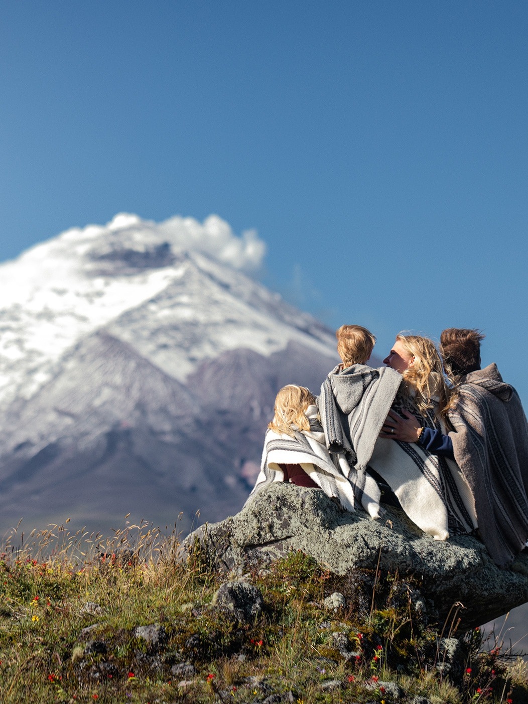 Family enjoying a scenic mountain view - Land Experiences - Golden Galapagos Cruises